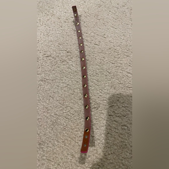 TORY BURCH Leather Strap Logo Studded Double Wrap Bracelet Green Pink Gold LN* - Picture 5 of 7